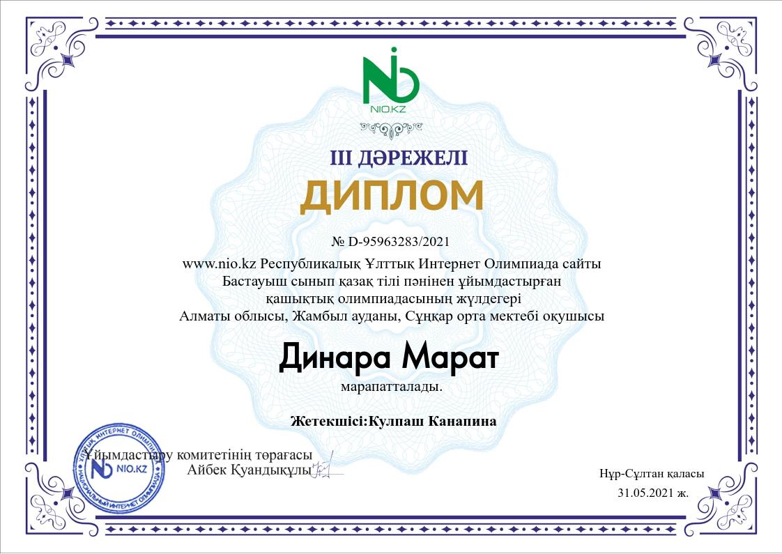 ІІІ дәрежелі диплом